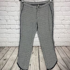 Free People Size 6 Black and White Patterned Stretch Knit Pants EUC